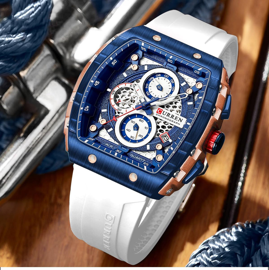 CURREN White a stylish and modern wristwatch design to elevate your everyday look with sporty chronograph function, while the comfortable strap makes it perfect for daily wear or active lifestyles.