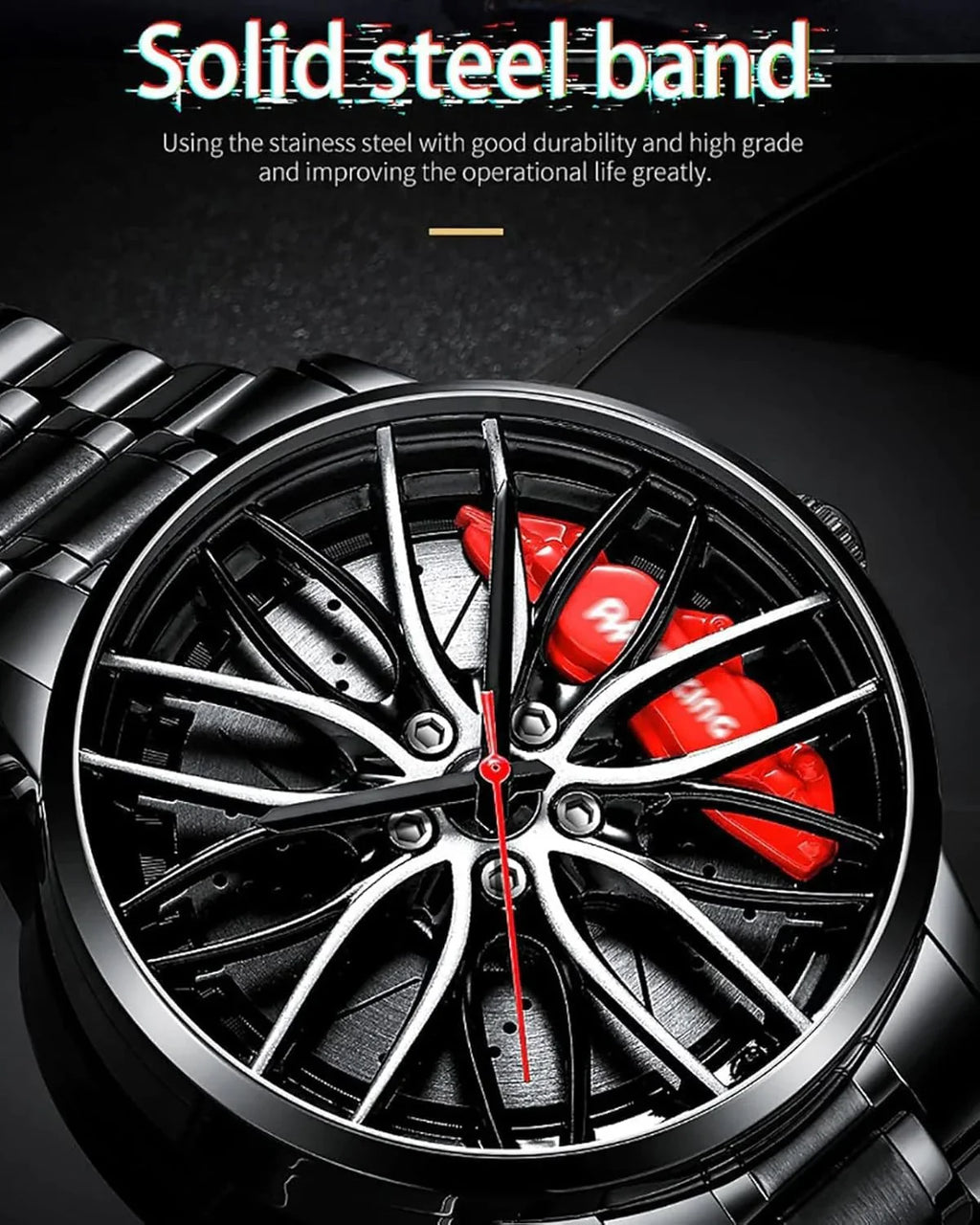 Men's Creative 3D Car Wheel Rotating Wrist Watch