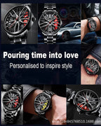 Men's Creative 3D Car Wheel Rotating Wrist Watch