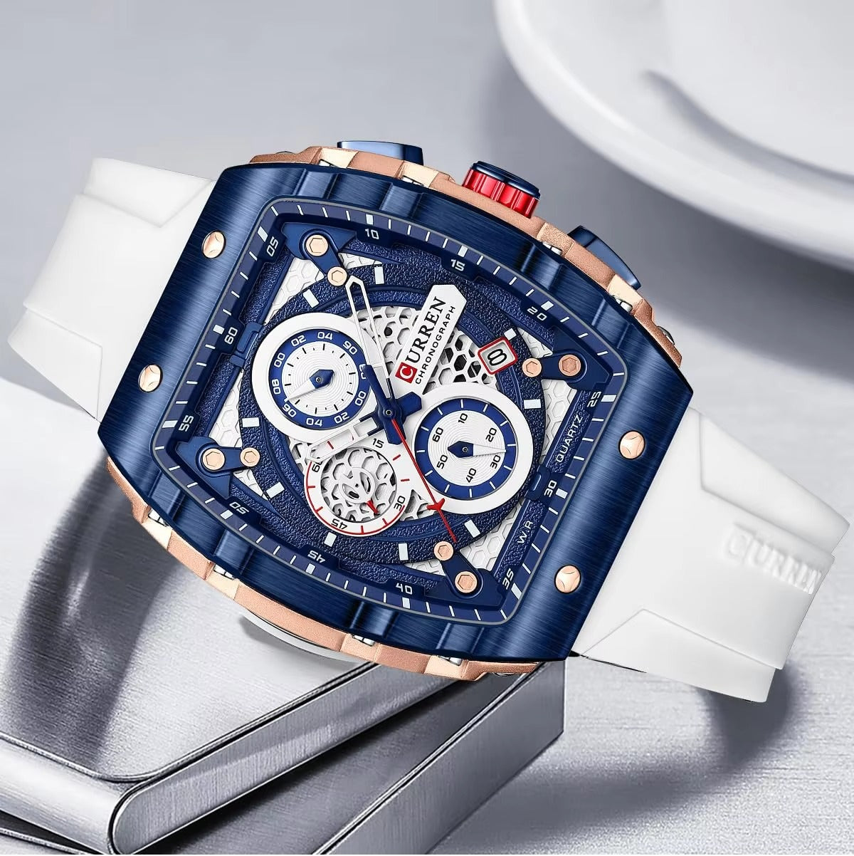 CURREN White a stylish and modern wristwatch design to elevate your everyday look with sporty chronograph function, while the comfortable strap makes it perfect for daily wear or active lifestyles.