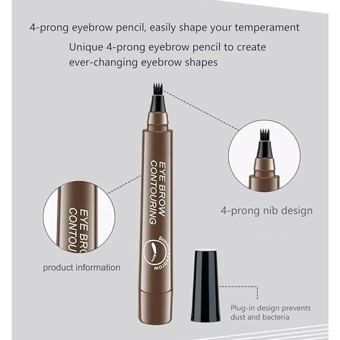 Waterproof 4-Prong Eyebrow Contour Pen – Microblading Precision